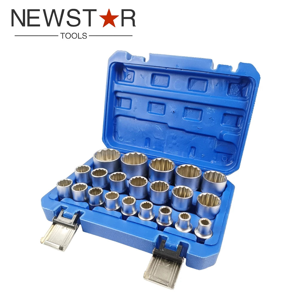 21pcs 1/2\" Drive Deep Socket Set Hardware Hand Tool Kit